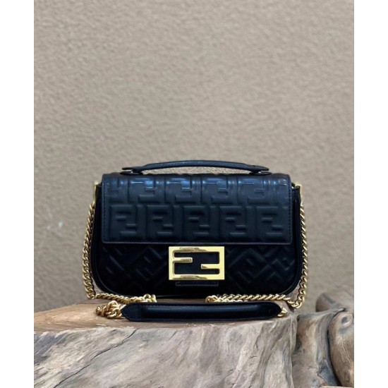 Replica Baguette Chain Midi Bag Nappa Black