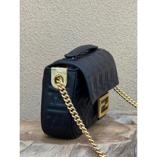 Replica Baguette Chain Midi Bag Nappa Black