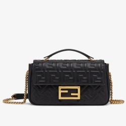 Replica Baguette Chain Midi Bag Nappa Black
