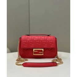 Fake Baguette Chain Midi Bag Nappa Red Replica