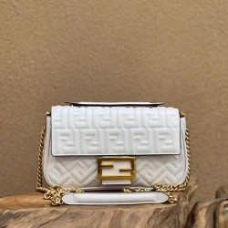 Replica Baguette Chain Midi Bag Nappa White