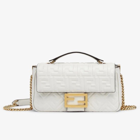 Replica Baguette Chain Midi Bag Nappa White