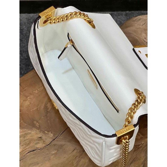Replica Baguette Chain Midi Bag Nappa White