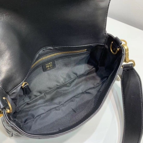 Fake Medium Baguette Bag FF Motif Black Replica Replica Fendi Medium Baguette Bag FF Motif Black