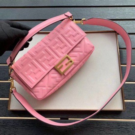 Fake Medium Baguette Bag FF Motif Pink Replica Fake Medium Baguette Bag FF Motif Pink Replica