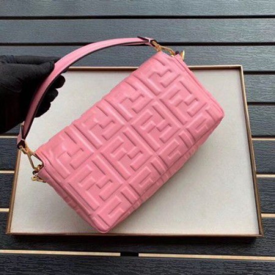 Fake Medium Baguette Bag FF Motif Pink Replica Fake Medium Baguette Bag FF Motif Pink Replica