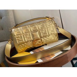 Fake Baguette Large Bag With FF Motif Gold Replica