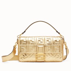 Fake Baguette Large Bag With FF Motif Gold Replica