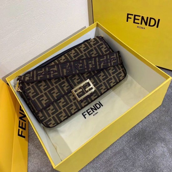 Replica Fendi Baguette Large Bag FF Fabric With Black Trim Replica Fendi Baguette Large Bag FF Fabric With Black Trim