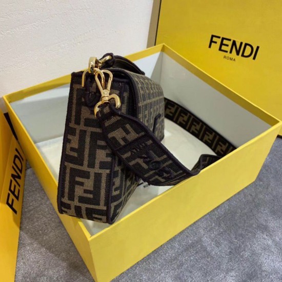 Replica Fendi Baguette Large Bag FF Fabric With Black Trim Replica Fendi Baguette Large Bag FF Fabric With Black Trim
