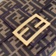 Replica Fendi Baguette Large Bag FF Fabric With Black Trim Replica Fendi Baguette Large Bag FF Fabric With Black Trim