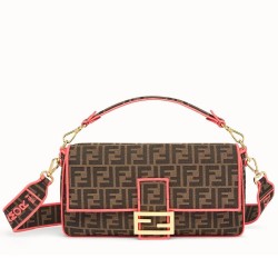 Replica Baguette Large Bag FF Fabric With Pink Trim