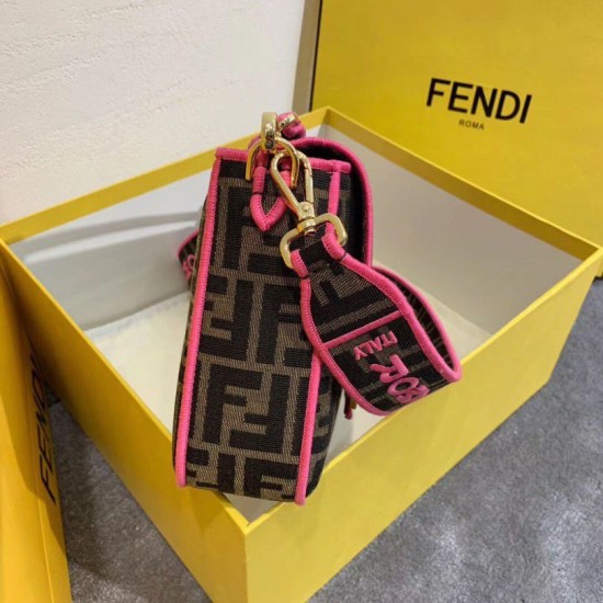 Fake Baguette Large Bag FF Fabric With Pink Trim Replica Replica Baguette Large Bag FF Fabric With Pink Trim
