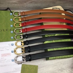 Fake Gucci Thin Belt with G buckle 655566 Brown Replica