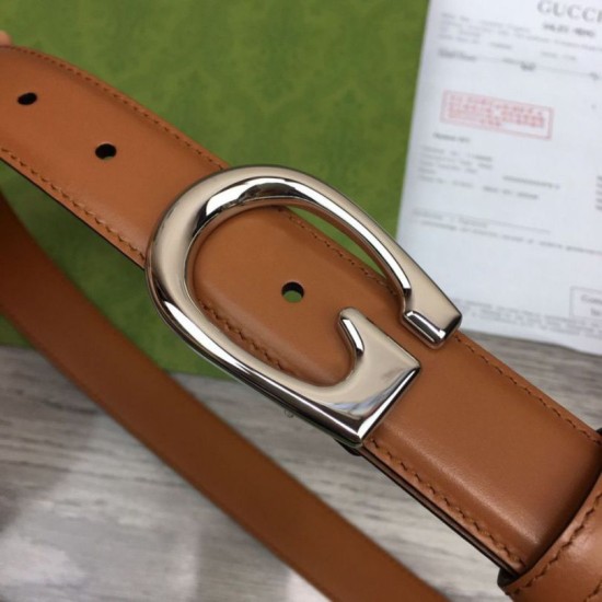 Fake Gucci Thin Belt with G buckle 655566 Brown Replica