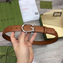Fake Gucci Thin Belt with G buckle 655566 Brown Replica
