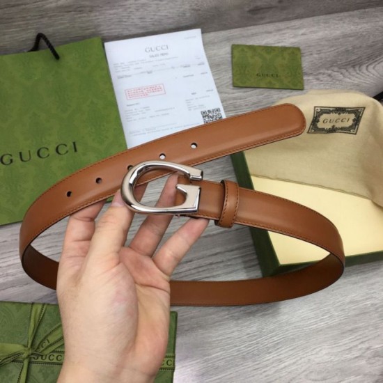 Fake Gucci Thin Belt with G buckle 655566 Brown Replica