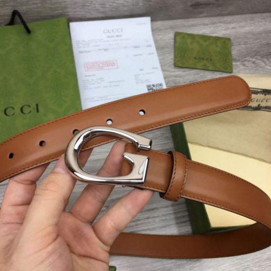 Fake Gucci Thin Belt with G buckle 655566 Brown Replica