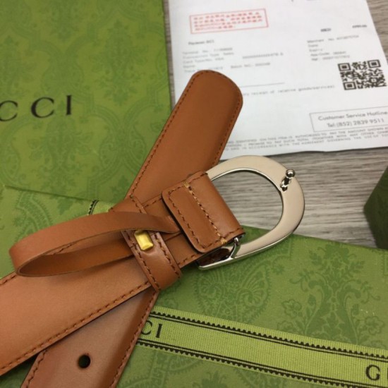 Fake Gucci Thin Belt with G buckle 655566 Brown Replica