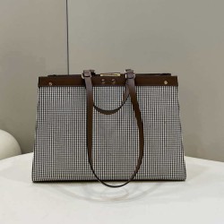 Replica X-Tote houndstooth wool shopper with FF embroidery 8BH374 Brown