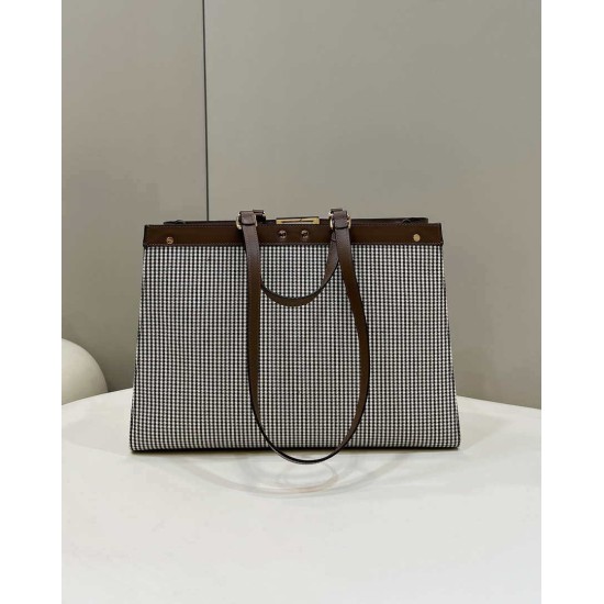 Replica X-Tote houndstooth wool shopper with FF embroidery 8BH374 Brown
