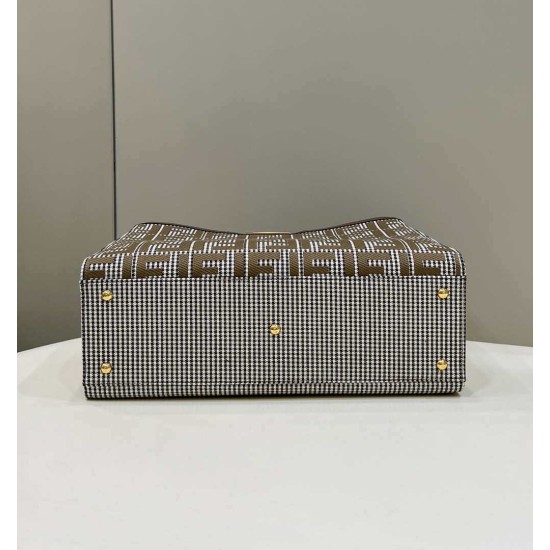 Replica X-Tote houndstooth wool shopper with FF embroidery 8BH374 Brown