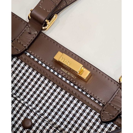Replica X-Tote houndstooth wool shopper with FF embroidery 8BH374 Brown