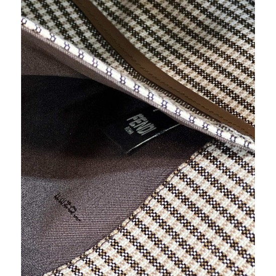 Replica X-Tote houndstooth wool shopper with FF embroidery 8BH374 Brown