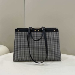 Replica  X-Tote houndstooth wool shopper with FF embroidery 8BH374 Gray