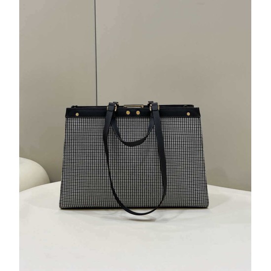 Replica X-Tote houndstooth wool shopper with FF embroidery 8BH374 Gray Replica X-Tote houndstooth wool shopper with FF embroidery 8BH374 Gray