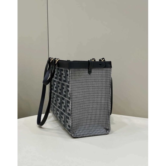 Replica X-Tote houndstooth wool shopper with FF embroidery 8BH374 Gray Replica X-Tote houndstooth wool shopper with FF embroidery 8BH374 Gray