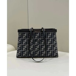 Replica  X-Tote houndstooth wool shopper with FF embroidery 8BH374 Gray