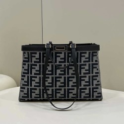Replica  X-Tote houndstooth wool shopper with FF embroidery 8BH374 Gray