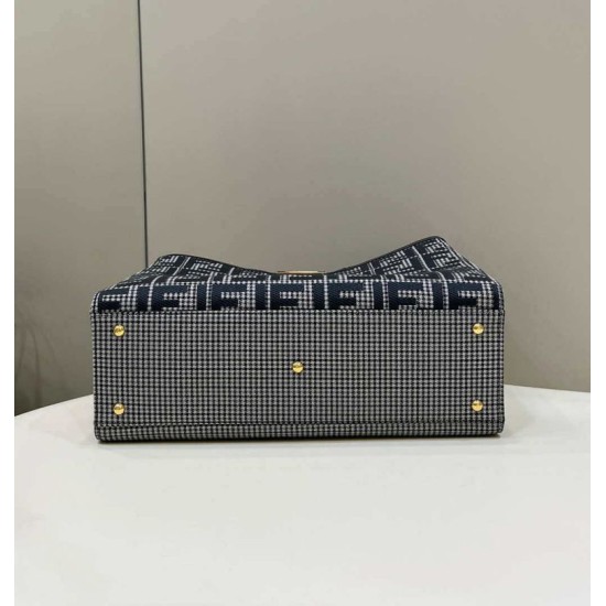 Replica X-Tote houndstooth wool shopper with FF embroidery 8BH374 Gray Replica X-Tote houndstooth wool shopper with FF embroidery 8BH374 Gray
