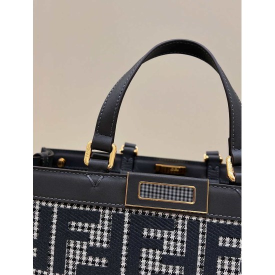 Replica X-Tote houndstooth wool shopper with FF embroidery 8BH374 Gray Replica X-Tote houndstooth wool shopper with FF embroidery 8BH374 Gray