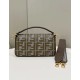 Replica Baguette 8BR600 houndstooth wool bag with FF embroidery Brown Replica Baguette 8BR600 houndstooth wool bag with FF embroidery Brown