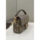Replica Baguette 8BR600 houndstooth wool bag with FF embroidery Brown Replica Baguette 8BR600 houndstooth wool bag with FF embroidery Brown