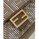 Replica Baguette 8BR600 houndstooth wool bag with FF embroidery Brown Replica Baguette 8BR600 houndstooth wool bag with FF embroidery Brown