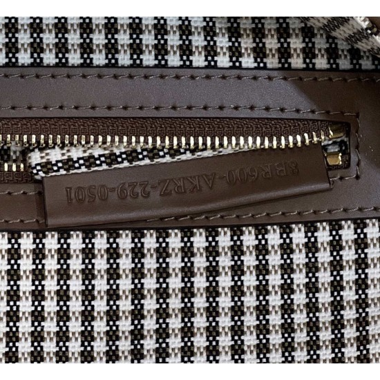 Replica Baguette 8BR600 houndstooth wool bag with FF embroidery Brown Replica Baguette 8BR600 houndstooth wool bag with FF embroidery Brown