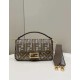 Replica Baguette 8BR600 houndstooth wool bag with FF embroidery Brown Replica Baguette 8BR600 houndstooth wool bag with FF embroidery Brown
