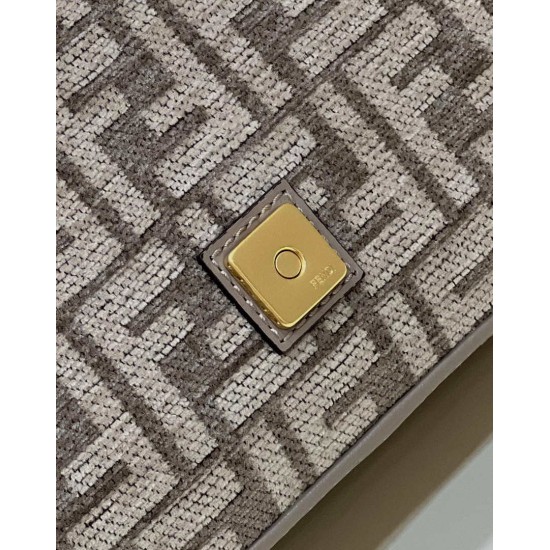 Replica 8BR600 Baguette Chain Midi FF tapestry fabric bag gray