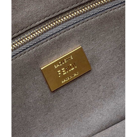 Replica 8BR600 Baguette Chain Midi FF tapestry fabric bag gray