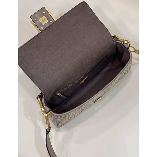 Replica 8BR600 Baguette Chain Midi FF tapestry fabric bag gray
