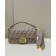 Replica 8BR600 Baguette Chain Midi FF tapestry fabric bag gray