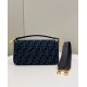 Replica Fendi 8BR600 Baguette Chain Midi FF tapestry fabric bag Navy Blue Replica Fendi 8BR600 Baguette Chain Midi FF tapestry fabric bag Navy Blue