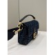 Replica Fendi 8BR600 Baguette Chain Midi FF tapestry fabric bag Navy Blue Replica Fendi 8BR600 Baguette Chain Midi FF tapestry fabric bag Navy Blue