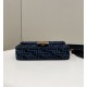Replica Fendi 8BR600 Baguette Chain Midi FF tapestry fabric bag Navy Blue Replica Fendi 8BR600 Baguette Chain Midi FF tapestry fabric bag Navy Blue
