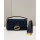 Replica Fendi 8BR600 Baguette Chain Midi FF tapestry fabric bag Navy Blue Replica Fendi 8BR600 Baguette Chain Midi FF tapestry fabric bag Navy Blue