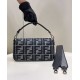Fake Baguette 8BR600 houndstooth wool bag with FF embroidery Gray Replica Fake Baguette 8BR600 houndstooth wool bag with FF embroidery Gray Replica