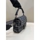 Fake Baguette 8BR600 houndstooth wool bag with FF embroidery Gray Replica Fake Baguette 8BR600 houndstooth wool bag with FF embroidery Gray Replica